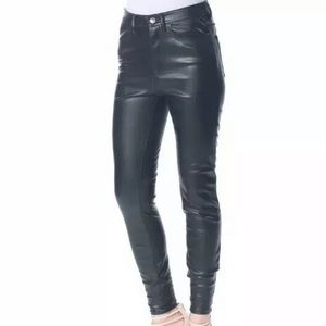 NWT Free People Black Faux Leather Skinny Pants 25